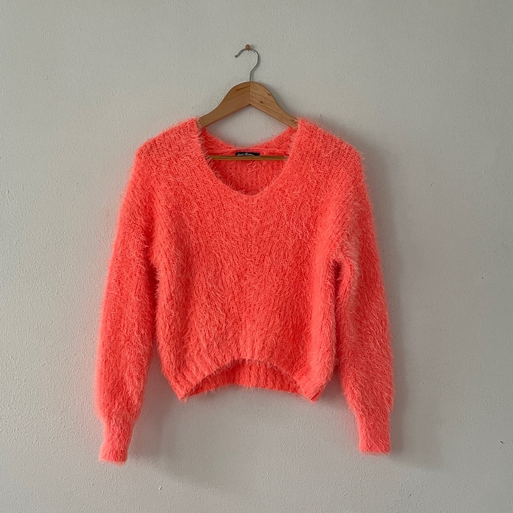 Freshman Scoop Neon Sweater Furry Pullover